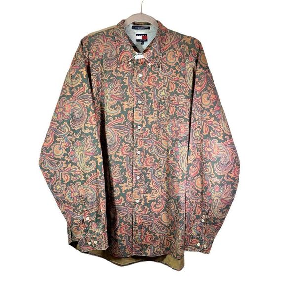 Tommy Hilfiger 100% Cotton Dress Floral Print Shirts Size XL - Picture 1 of 8